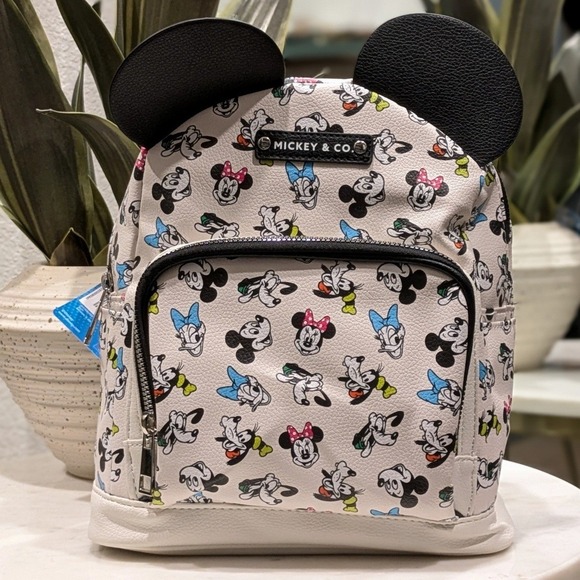 NWT Disney Mickey & Co Mini Backpack Unisex Mini White Character Print 3D Ears main image 12